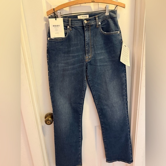 (+)People Maura Studded Straight Leg Jeans Made in Italy Women’s SZ 30 - Picture 1 of 7